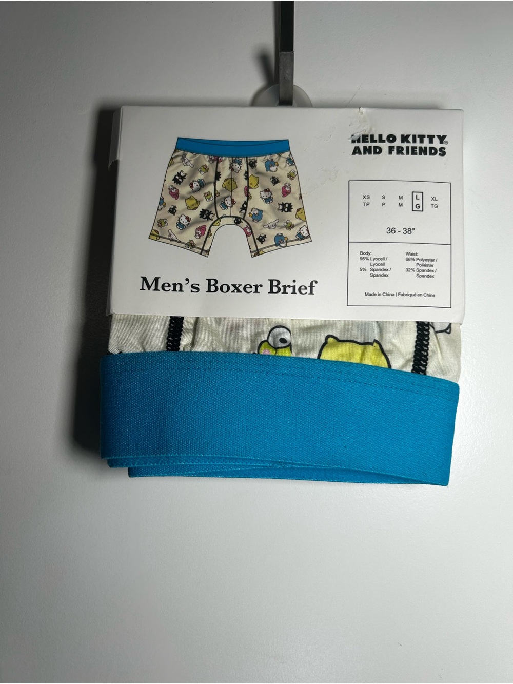 Hello Kitty Men's Boxer Briefs with Bright Blue Waistband